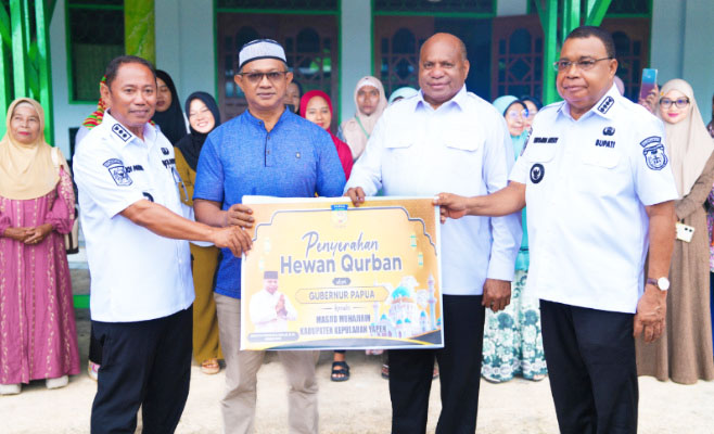 Gubernur Papua Matius D. Fakhiri Serahkan Bantuan Hewan Kurban