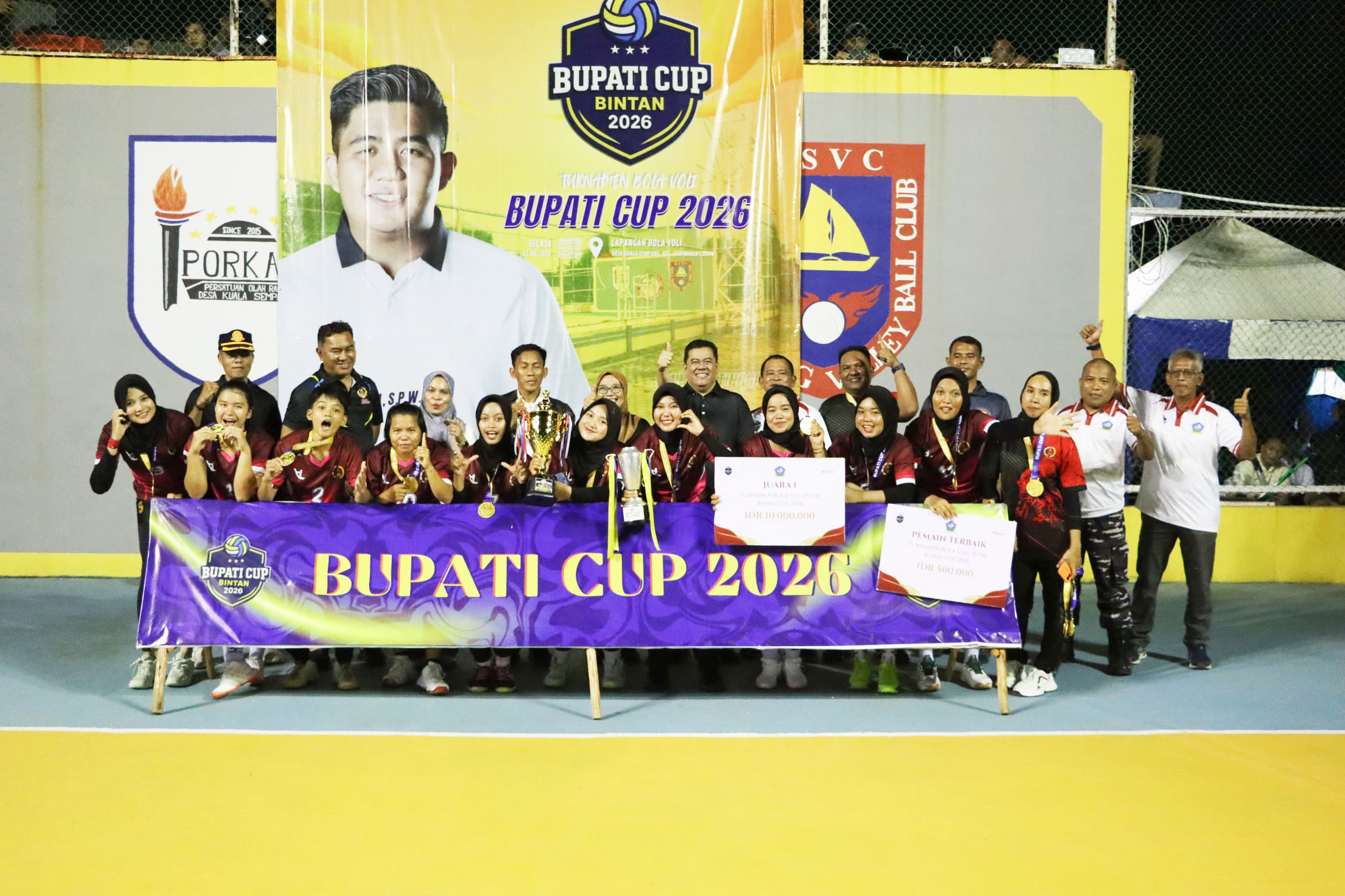 Turnamen Bola Voli Bupati Cup 2026, Polres Bintan dan Megat 707 Juara Lagi